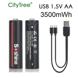 CityTree 1.5v AA Rechargeable Battery Li-ion 3500mWh 1.5 Volt 2A Lithium AA Batteries for Camera Flashlight Toys Remote Control