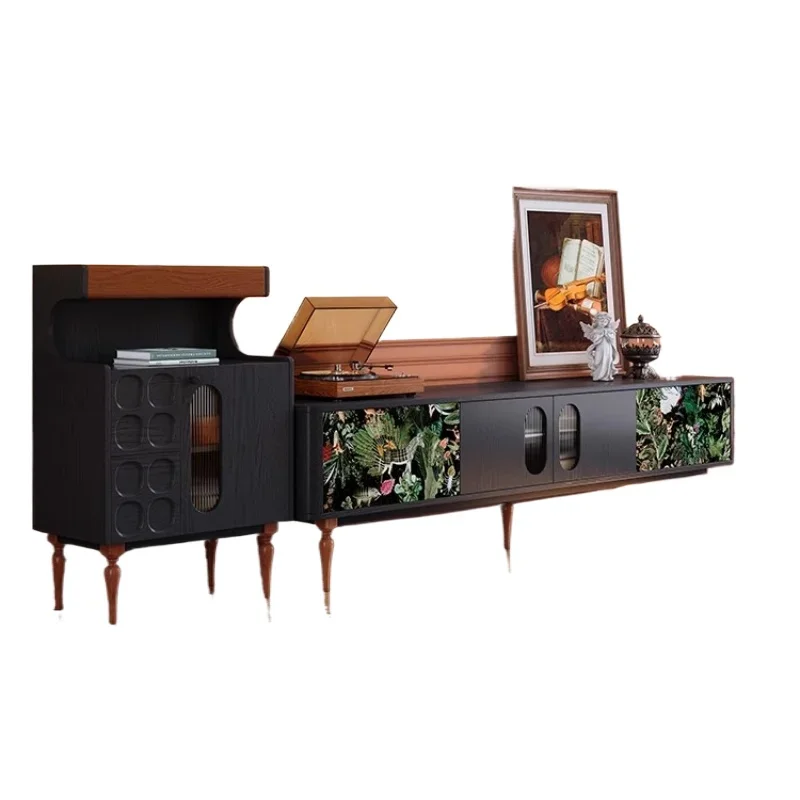 

Solid wood TV cabinet, French retro style living room home against the wall ash wood