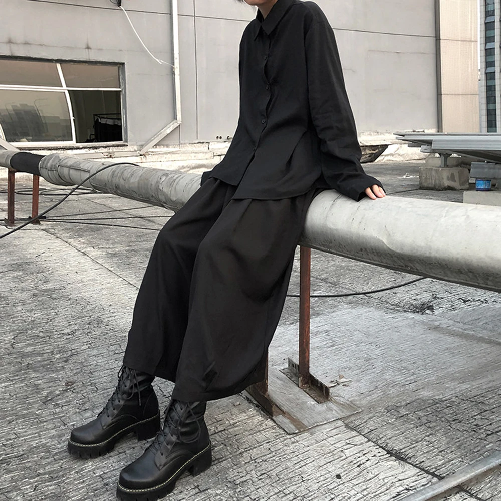 XS-5XL Summer Male Solid Color Skirt Pants Unisex American Retro Fashion Trend High Street Loose Casual Simple Men's Bottoms
