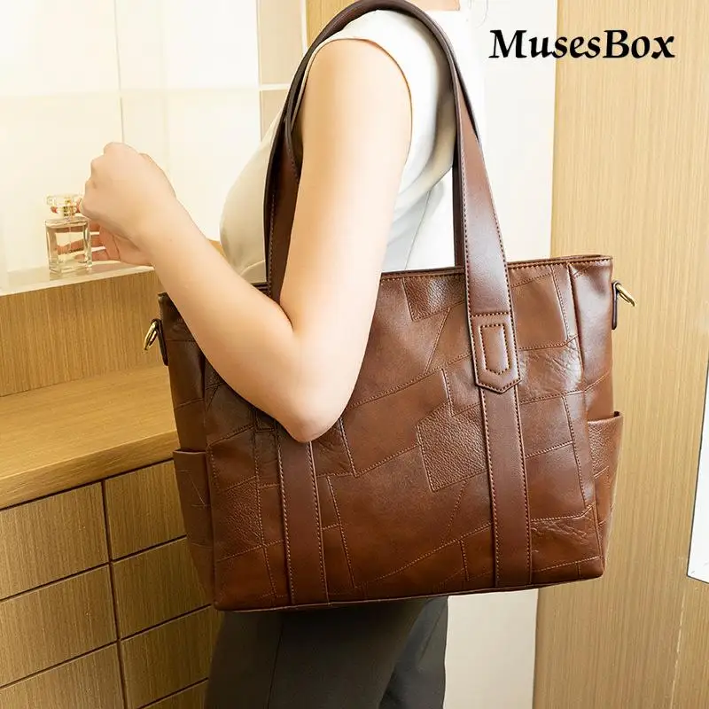 

New Soft Leather Trend European and American Handbag Barger Mesengers Bag Large -Capacity Tote Bag Simple Shoulder Big Bags