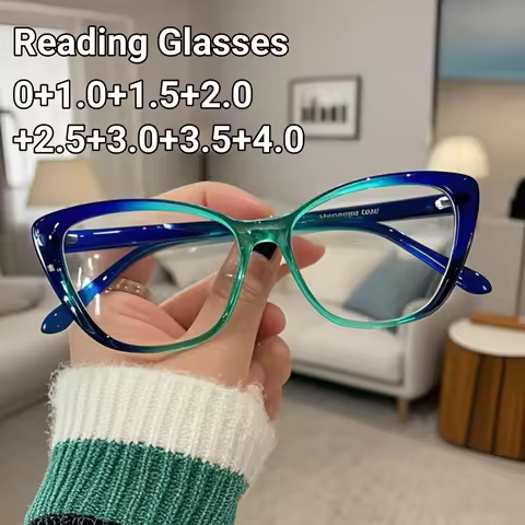 Senior Sense of Square Box Cat's Eye Presbyopia Fashion Anti-blue Light Glasses Elderly Single Vision Reading Glasses