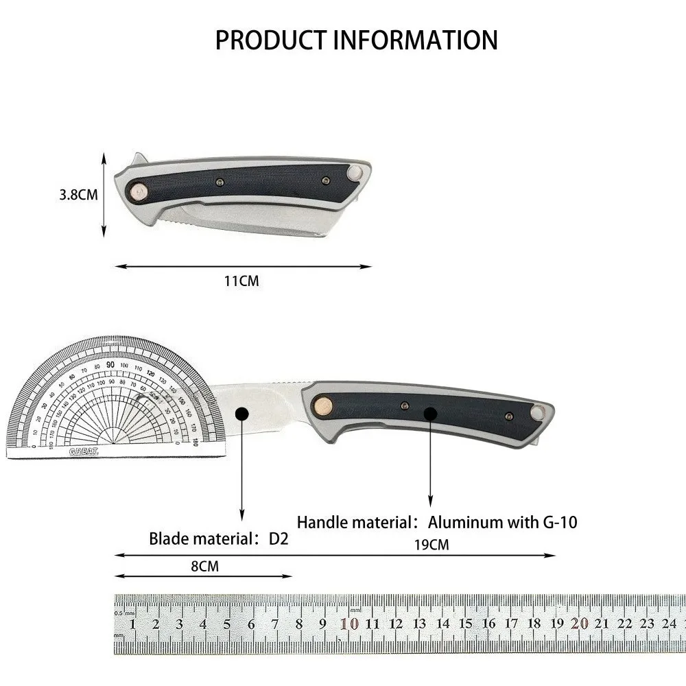 2025 صلابة عالية سكين للفرد D2 شفرة الألومنيوم مع مقبض G10 في الهواء الطلق التكتيكية الدفاع عن النفس السكاكين التخييم سكين صيد