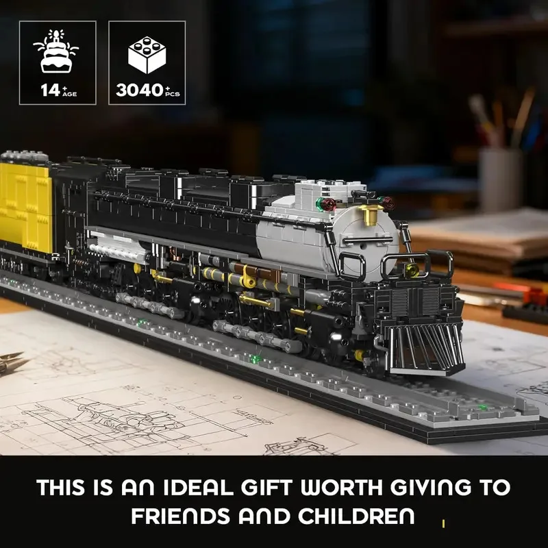 Mould King 12049 Technical Big Boy 4-8-8-4 Steam Locomotive Building Blocks Set American Railway Train Model Collection Gift