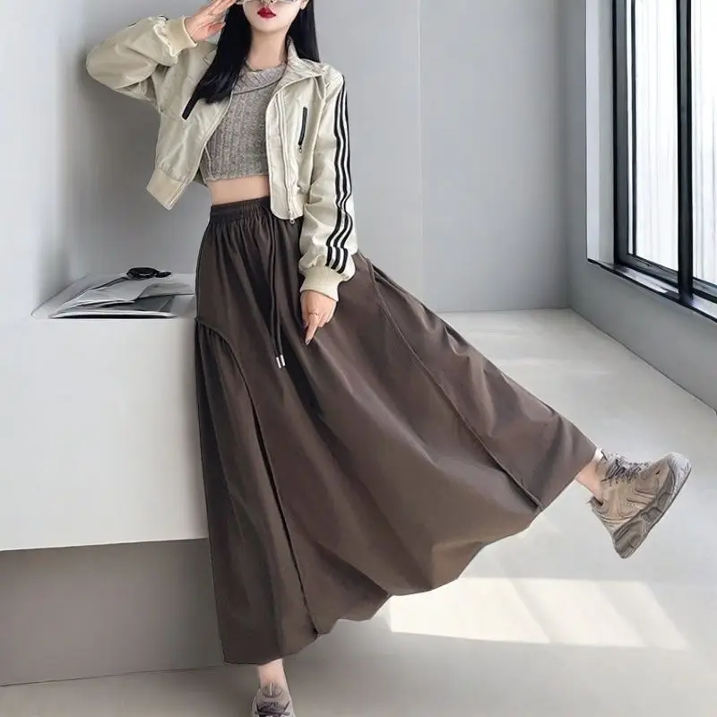 

Vintage Coffee Color Lantern Skirt Flower Bud Half Skirt for Women Autumn Winter High Waist Slimming Draped