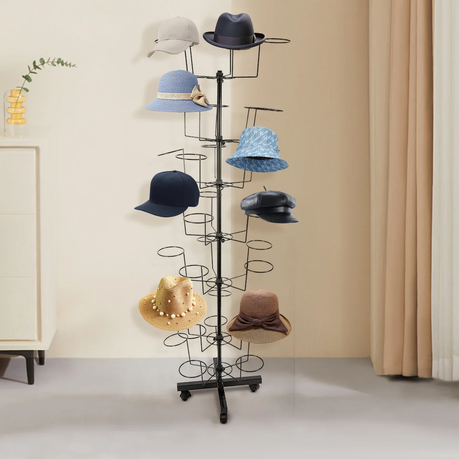 

Black Clothes Hook Large Capacity Multi-Function 7-Layer Hat Rack Black for Retail Stores and Clothing Stores