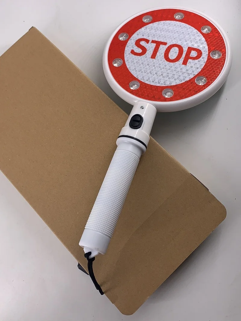 Handheld LED Stop Go Security Traffic Sign Reflective Warning Sign for Road Parking Command Hand-held Traffic Control Device