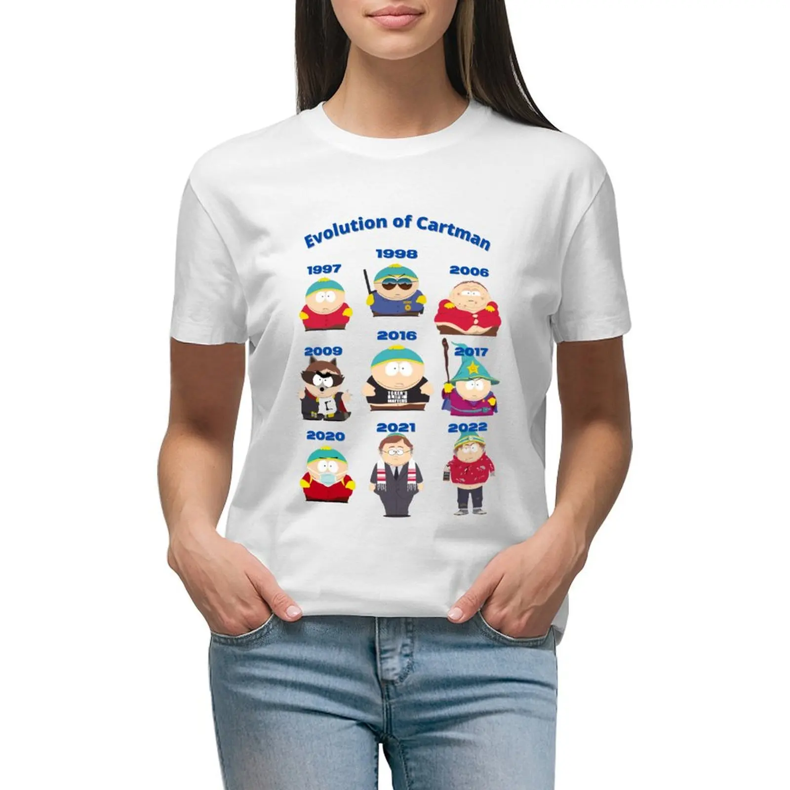 

Evolution of Cartman T-shirt Blouse summer top korean fashion Woman clothing
