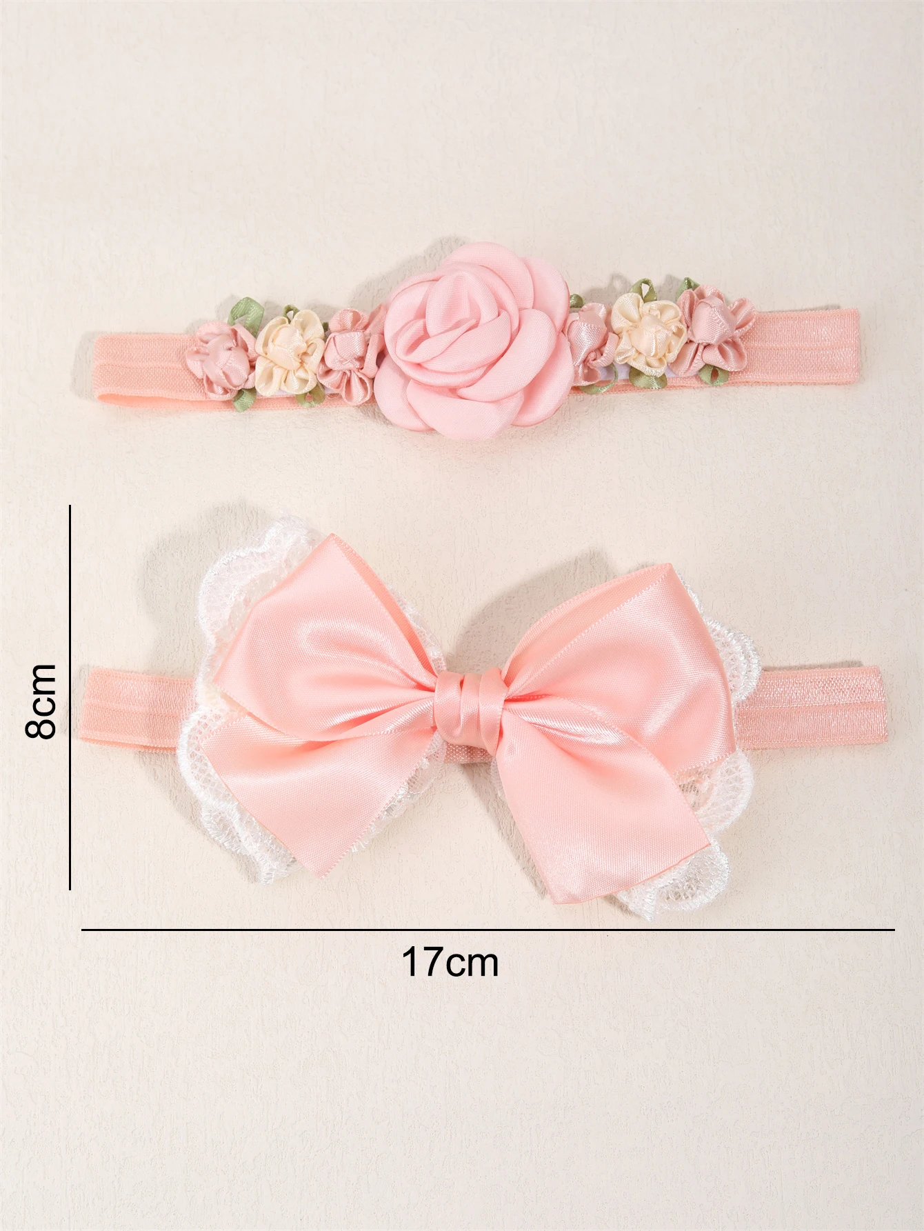 2 Pc Baby Girl Simulated Flower Head Band Set Cute Lace Bow Headbands for Party Photography Props Ideal for Kids Gift Headband