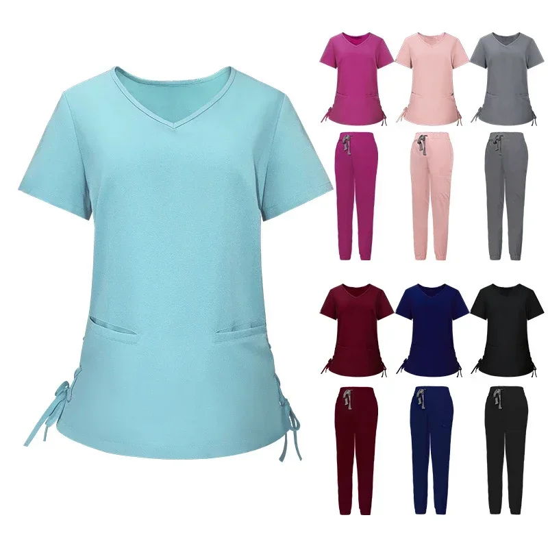 Surgical Uniforms Woman Scrub Set Medical Nurse Beauty Salon Workwear Clinical Scrubs Top + Pant Spa Doctor Nursing Tunic Suit