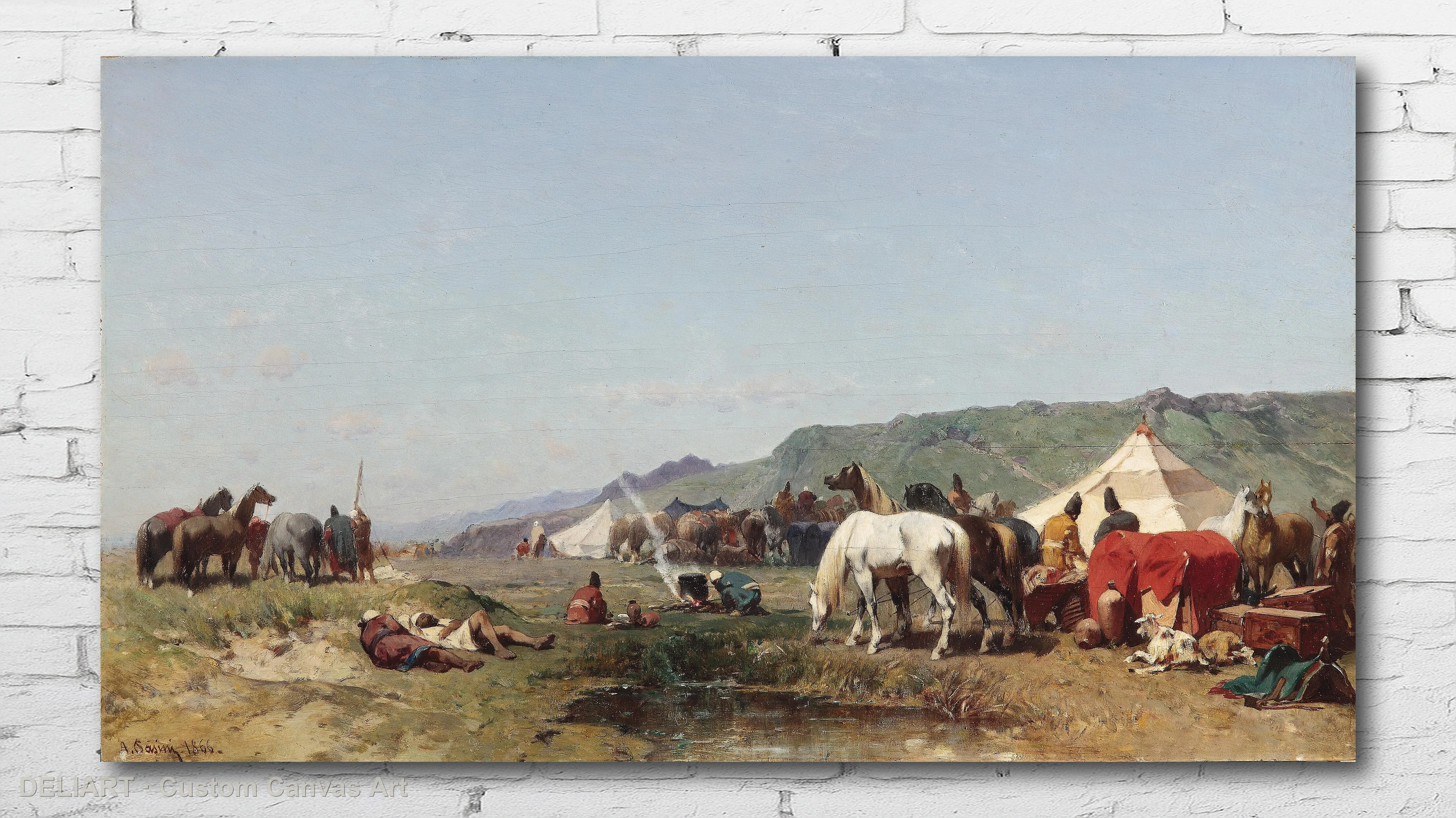 Escena del mercado orientalista de Alberto Pasini - Arte de viaje vintage, póster impreso en lienzo, decoración vintage para el hogar, sin marco