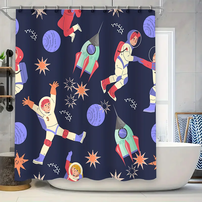 

Space Exploration Shower Curtain Pattern Decorative Bathroom Curtains