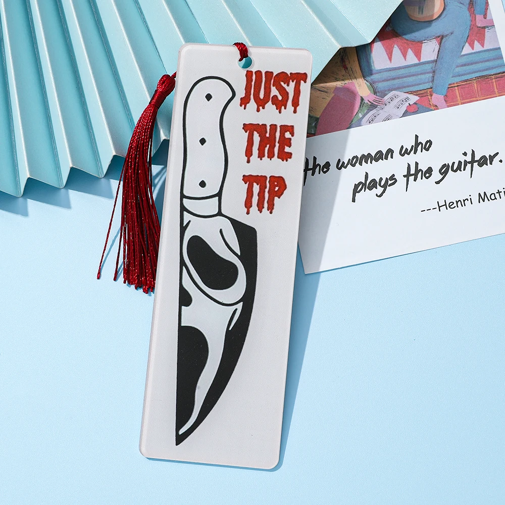 Thriller Acrylic Bookmark Spooky Dagger Pattern For Horror Fiction Fans Reading Accessory Student's Study Stationery Party Gift