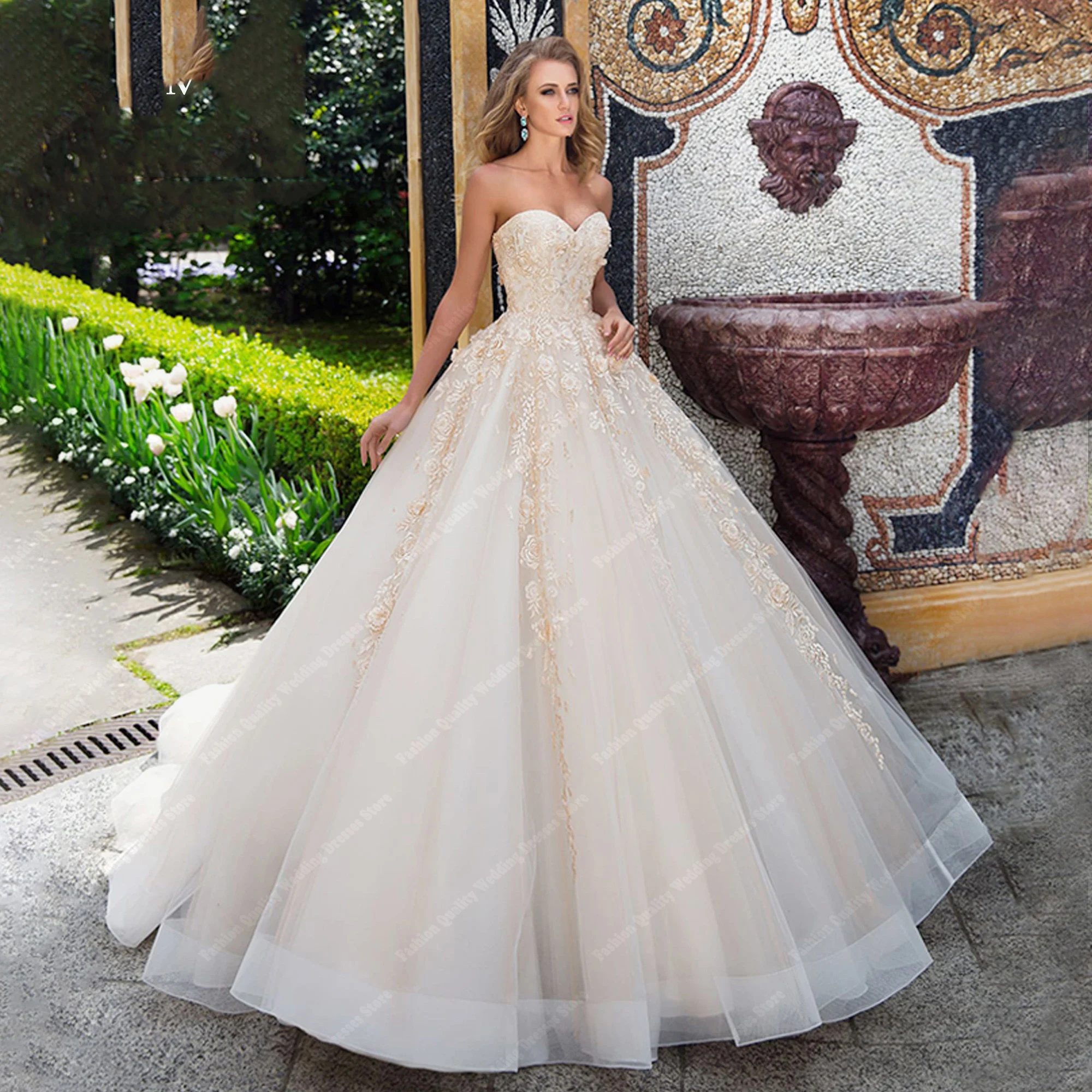 Abiti da sposa eleganti da donna abiti da principessa da sposa in Tulle di colore brillante nuovi abiti da pavimento senza spalline su misura