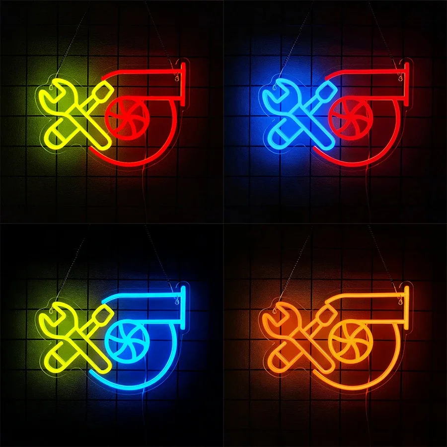 

Turbo LED Light Sign Turbo Wall Art for Garage, Repair Shop and Man Cave Decoration Turbo Charger Neon Sign