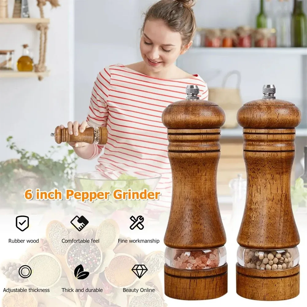 Durable Adjustable Manual Pepper Grinder Ceramic Rotor Refillable Spice Salt Grinder Kitchen Tool Salt Pepper Mill Home Cooking