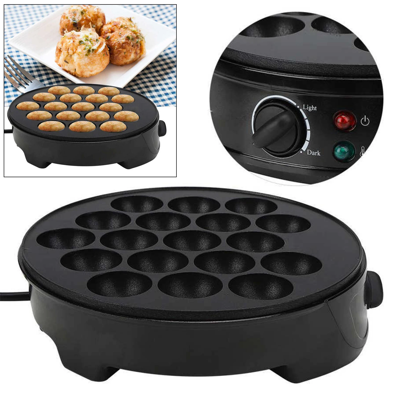 220V Baking Machine Household Electric Takoyaki Maker Cooking Pan Octopus Ball Stove Plate 18 Hole Kitchen Cookware EU/UK Plug