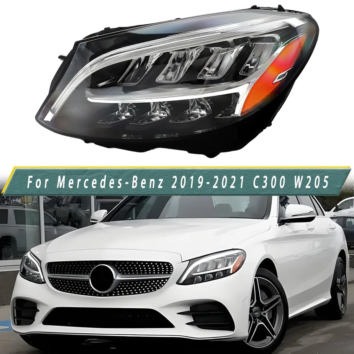 

Front Left Headlight For Mercedes-Benz W205 C Class C200 C300 C43 ML250 ML350 ML550 2019 2020 2021 LED Head Light Left Big Lamp