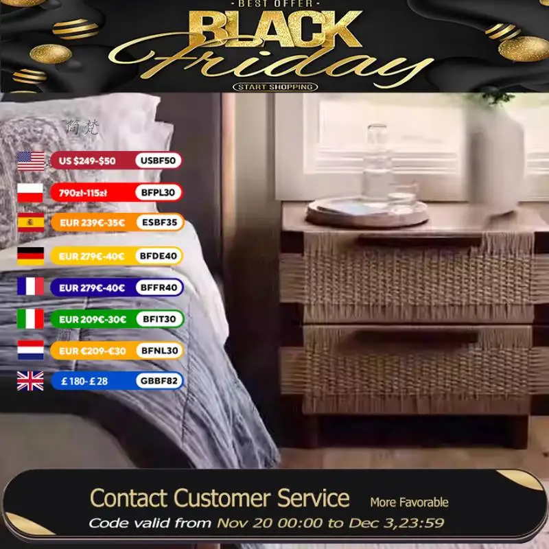 

Дизайнерские роскошные украшения для прикроватной тумбочки Элегантные уникальные ящики Прикроватная тумбочка из ротанга Экономия места Мебель Mesitas De Noche