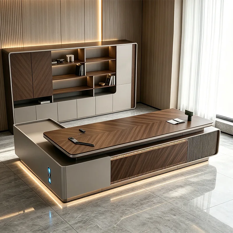 HYS boss desk high-end modern class desk boss office light luxury president office desk and chair combination set
