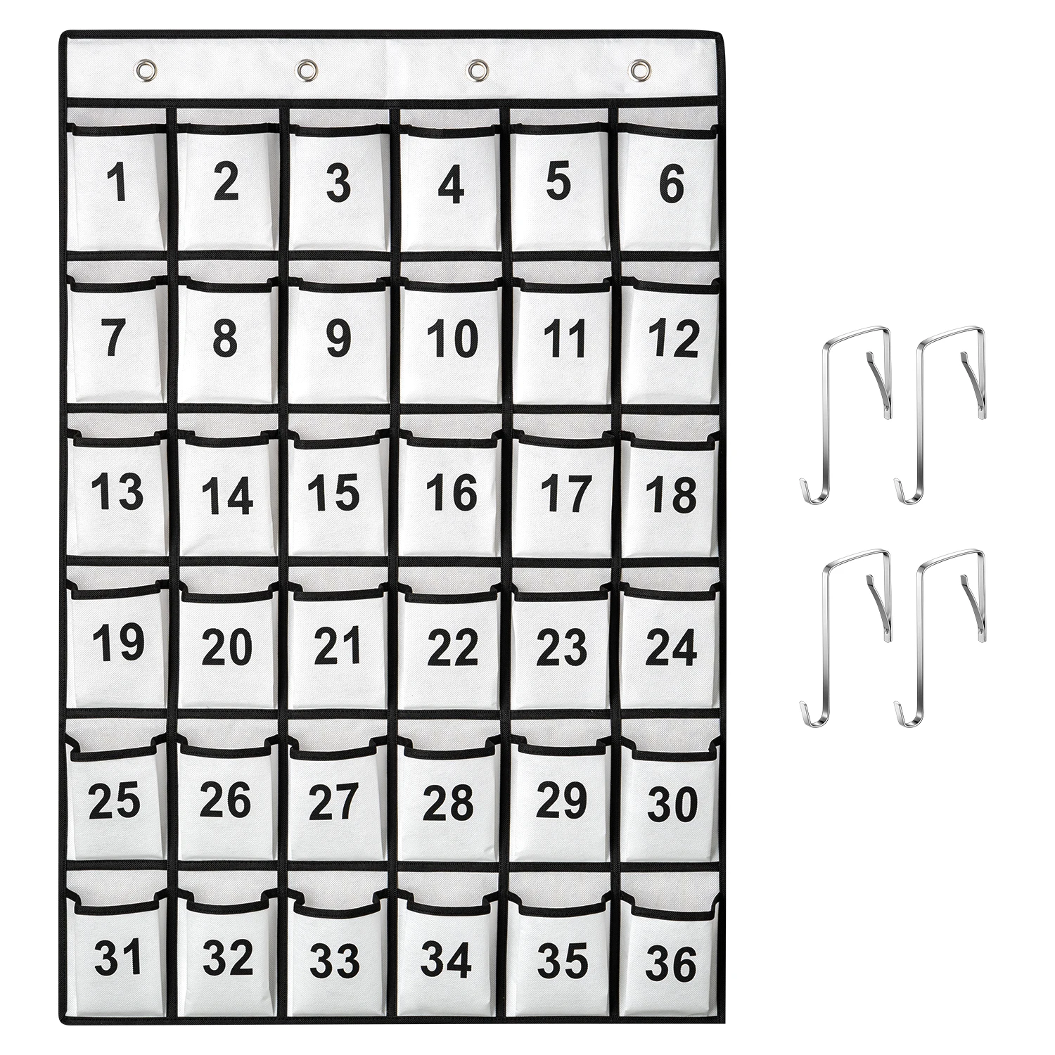 

36 Pockets Numbered Classroom Pocket Chart for Cell Phones Hanging Pocket Chart Storage for Classroom Phone Calculator Holder