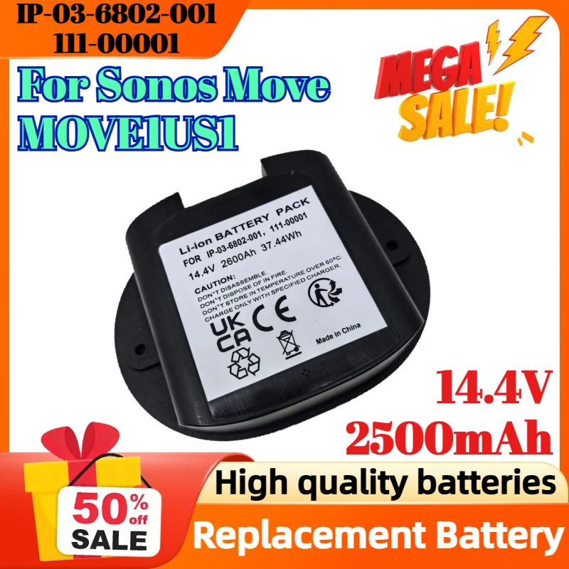 

IP-03-6802-001 111-00001 2500mAh 14.4V Replacement Battery for Sonos Move MOVE1US1 Speaker Battery