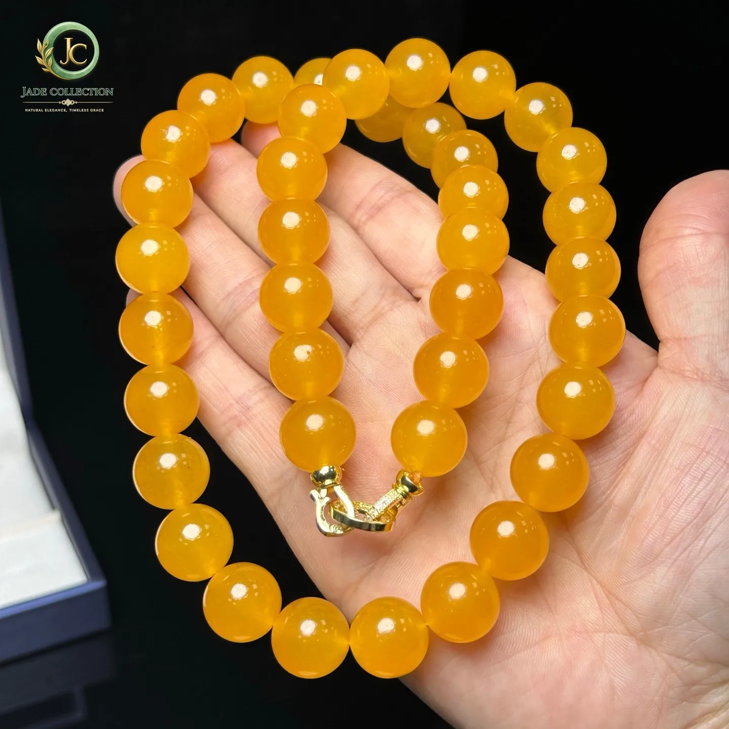 14MM Real Natural Ice Myanmar Yellow Jade jadeite Beads Necklaces
