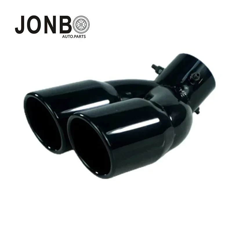 JONBO  3 Colors Universal Car 63mm Inlet Diameter 76mm Outlet Double-Barrel Rear Exhaust Tip Tail Pipe Muffler stainless steel