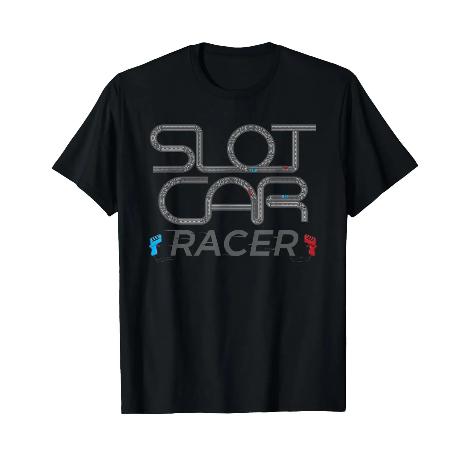 Cool Retro Slot Car Racer T Shirt 4 Cars Race Around Track vintage Washed Versatile streetwear designer clothes Unisex