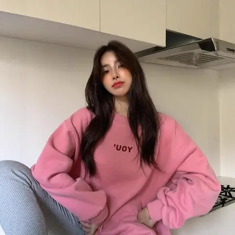 Thickened Fleece round Neck Sweatshirt Women's Autumn Winter plus Size Casual Long Sleeve Warm Street Style Comfortable Fit