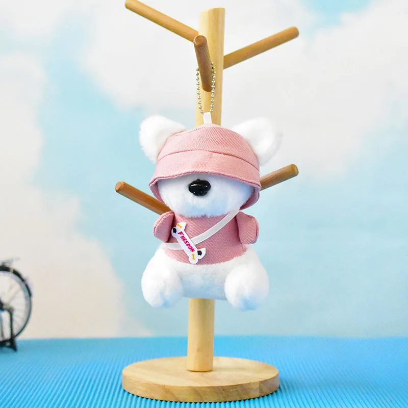 1 sztuk 12cm nowy śliczny kowbojski kapelusz lalka szczeniak tornister brelok kreskówka pluszowy szczeniak wisiorek kreatywny prezent urodzinowy dla dzieci