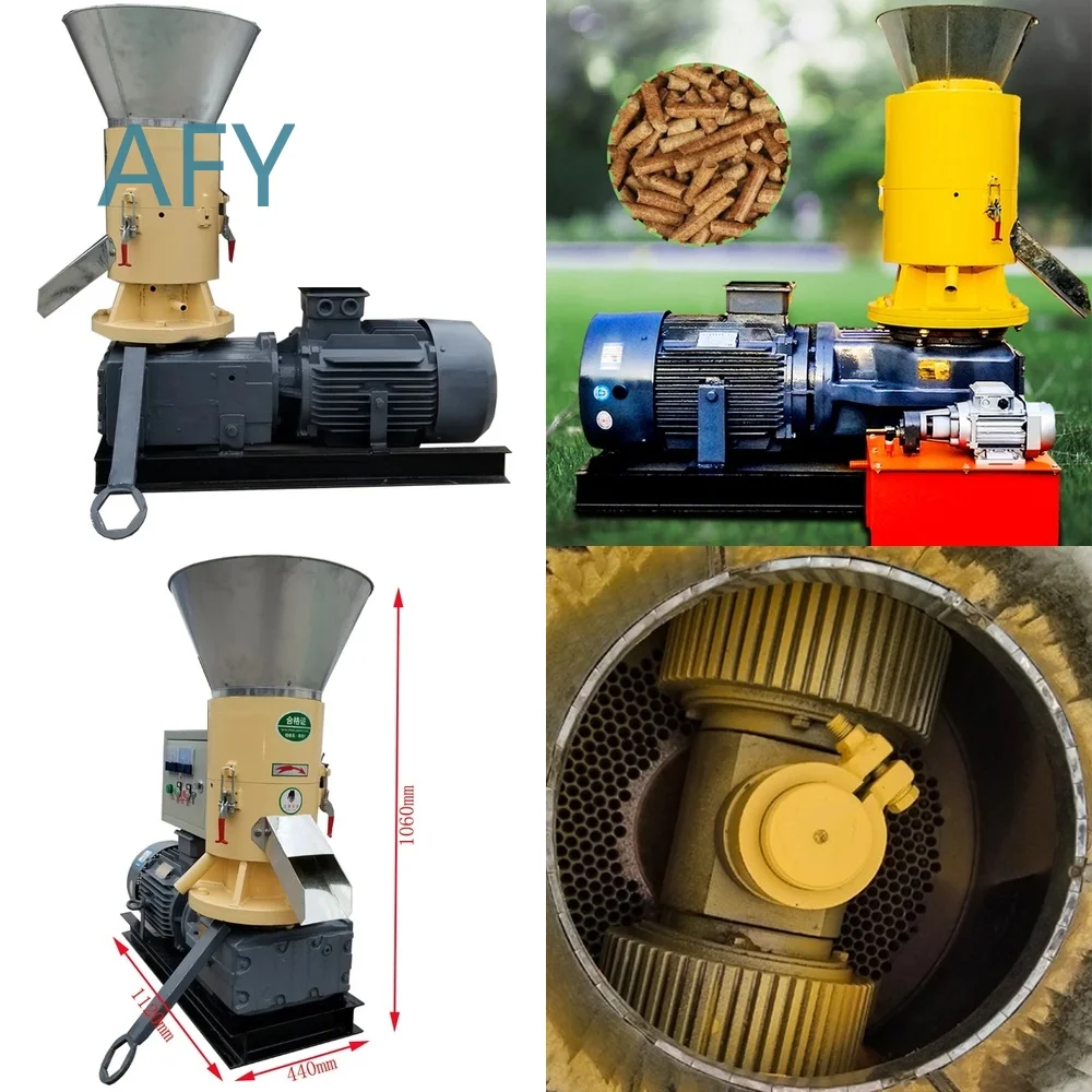 Máquina de Pellets de Biomasa ZS-250 15KW 100-200KG/H, Granuladora Industrial para Pellets de Aserrín, Cáscara de Arroz, Paja y Madera, Pellets de Alimento