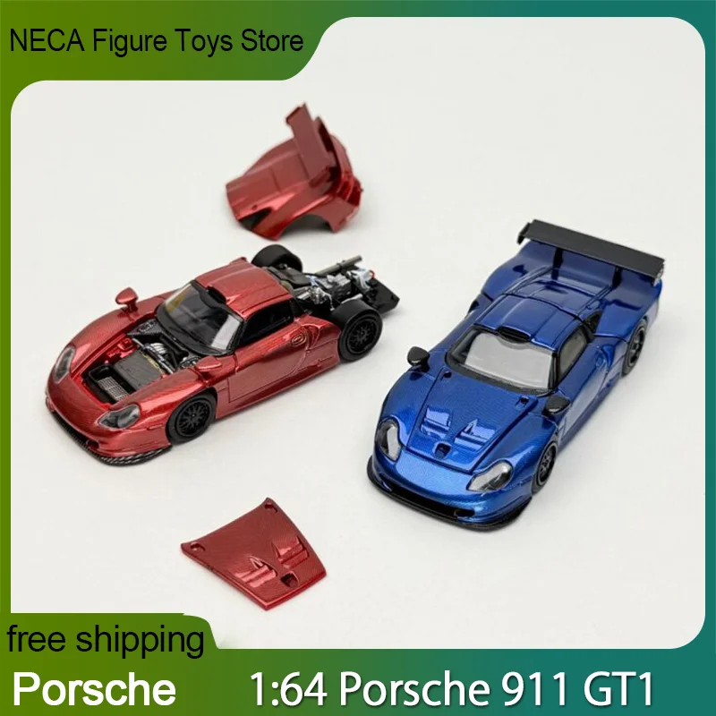 Modèle de voiture en alliage moulé sous pression Transcend Tsd, échelle 1:64, Porsche 911 Gt1 24h, coque amovible, objet de collection pour collectionneurs adultes