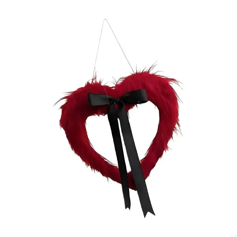 Valentine's Day Wreaths Heart Wreath for Front Door Valentines Heart Wreath for Anniversary Wedding Dinner Decors HX6C