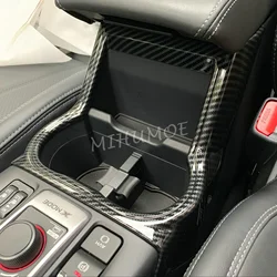 For Subaru Forester 2019-2024 Interior Center Console Cup Holder Cover Surrounds Trims Carbon Fiber