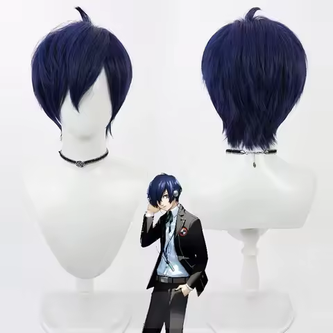 Parsona 3 Makoto Yuki Cosplay Wig Anime Roleplay Party Costume Prop Synthetic Hair