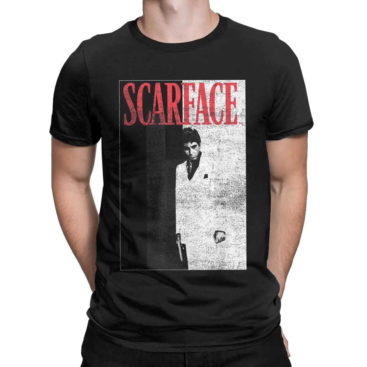 Men's Scarfaces 90s Movie Poster T Shirts Vintage Hipster Al Pacino Cotton Unique Short Sleeve Round Collar Tees Gift T-Shirts