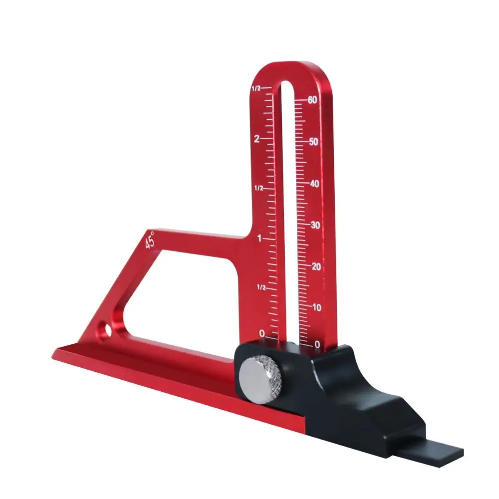 Adjustable Table Saw Depth Gauge with Metric & Inch Scale Aluminum Alloy Height Measuring Gauge Durable Wear-resistant