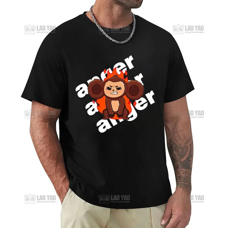 Fashion Pure Cotton men T-Shirt Cheburashka Cute Soviet Russian Cartoon Casual Tshirt Hipster Short Sleeve Vintage Unisex Tops