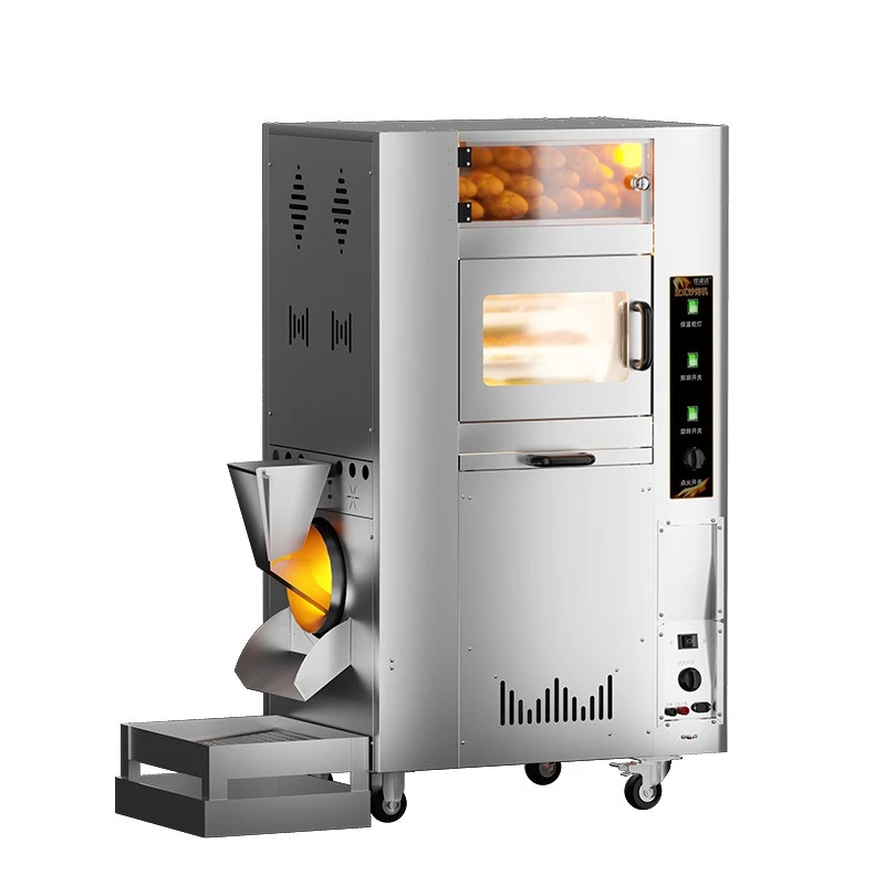 Gas electric roasting and frying machine Roasted sweet potato machine Stainless steel dual-purpose automatic fried peanuts