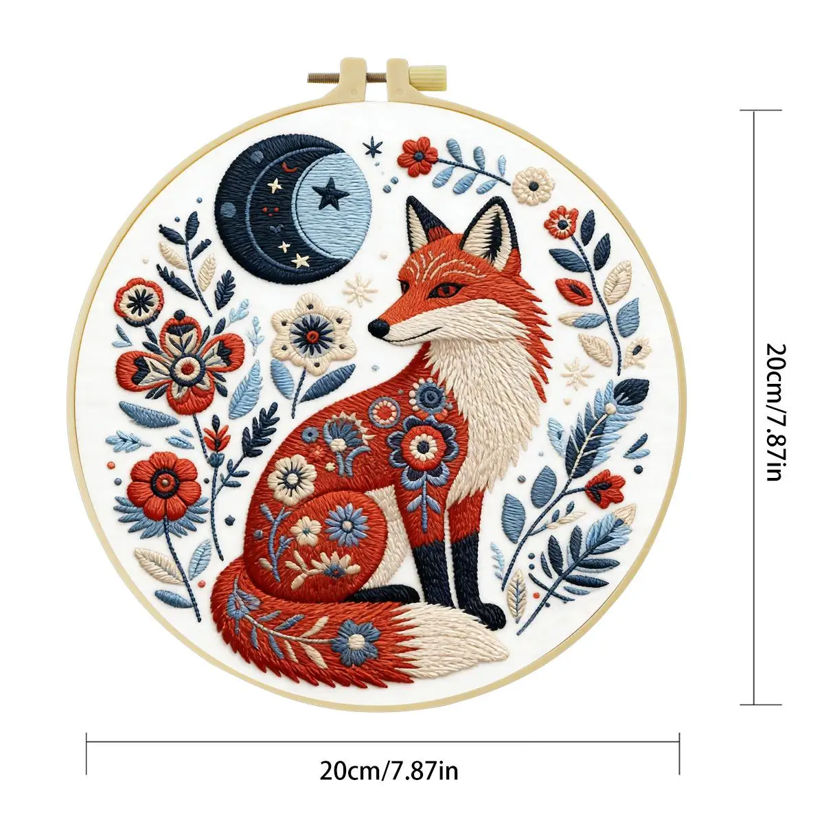 1 Stück 20X20CM/15X15CM 7,87/6,3 Zoll Fuchs-Stickerei-Starter-Kit DIY-Kit DIY-Stickerei-Set Handarbeiten Malerei – Detail 3