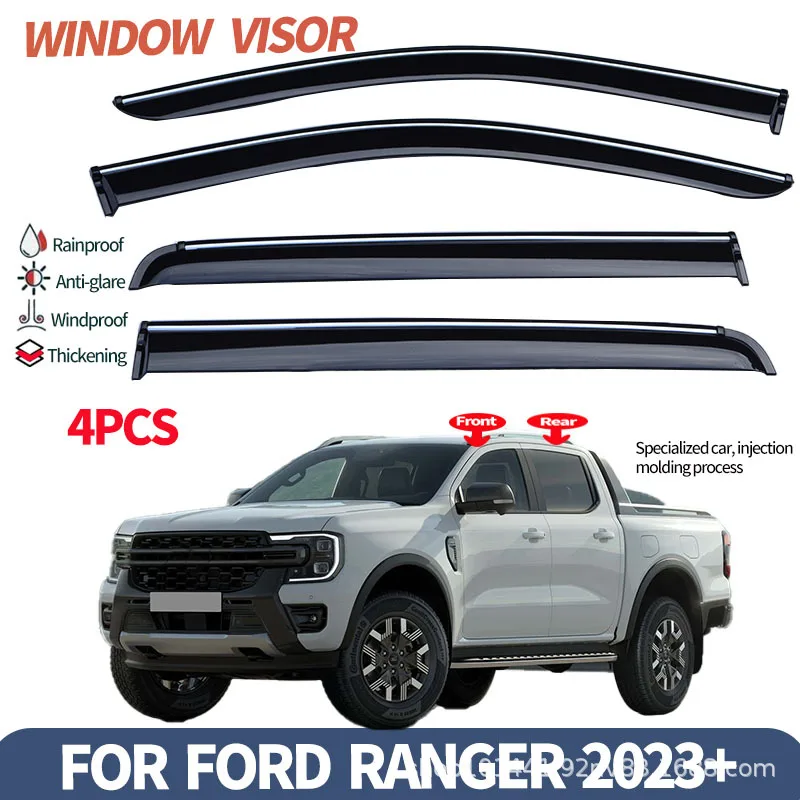 Pour Ford Ranger : Pare-pluie de fenêtre moulé par injection, plus épais, pour pick-up
