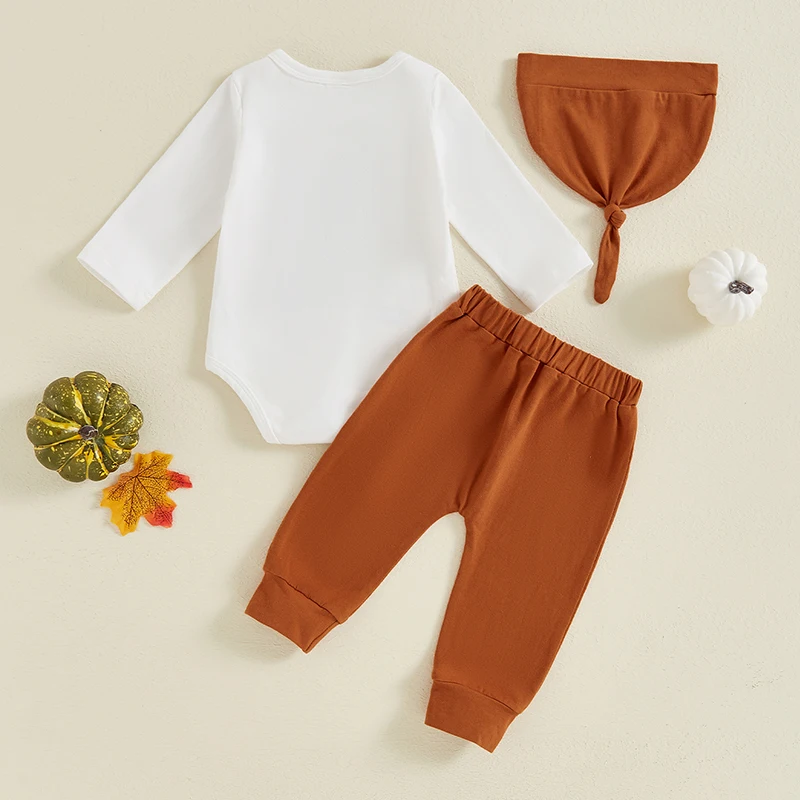 رومبير 3 قطع لطفل رضيع ، زي للهالوين ، طباعة حروف شبح ، أكمام طويلة ، بنطلون مرن ، طقم قبعة صغيرة ، ملابس ربيعية