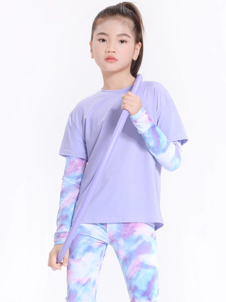 Girltops quick-drying clothes t-shirt kids sun protection clothing fashion training clothes tennis clothes girls clothes