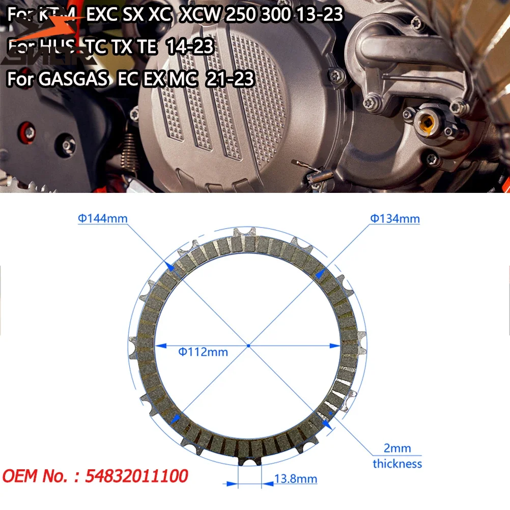 SNOR Motorcycle Clutch Friction Plates Lining Disc For KTM HUSQVARNA GASGAS EXC SX XC-W 13-23 TC TE TX 14-23 EC EX MC 250 300