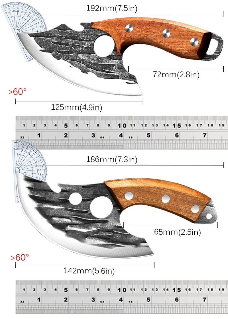 Geschmiedetes Fleisch beil Küchenchef Messer Angeln Knochen Obst Schneide messer Grill Metzger tragbare Utility Wikinger Messer Dosenöffner