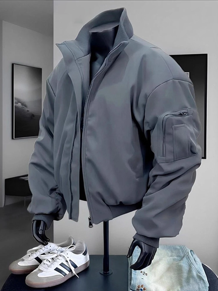 

Высококачественная американская мужская осенне-зимняя куртка-бомбер из хлопка, рабочая одежда, короткая бейсбольная куртка с воротником-стойкой