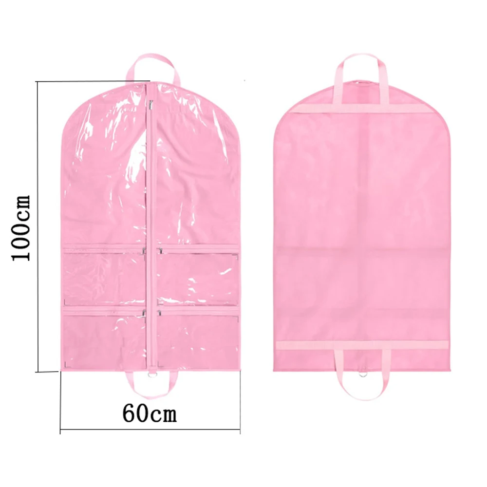 Transparent Dance Costume Garment Bag Plastic Dance Garment Cover with Zippered Pockets Clothes Protectors for Hanging Clothes