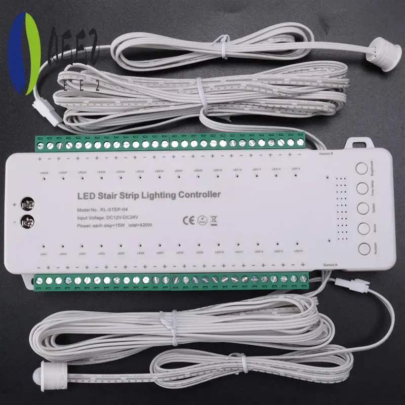 

AEE2-28CH Intelligent Sensor Stair Light Controller DC12V-DC24V Stair Step Light Controller LED Strip Dimmer