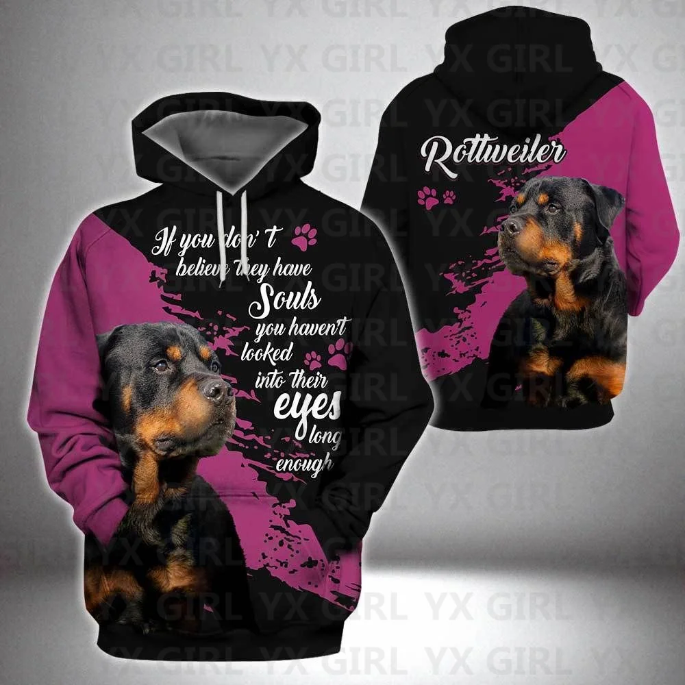 Rottweiler/owczarek niemiecki/trzcina Corso 3D wszystko nadrukowane bluzy damskie dla mężczyzn swetry dres miłość odcisk psiej łapy prezent
