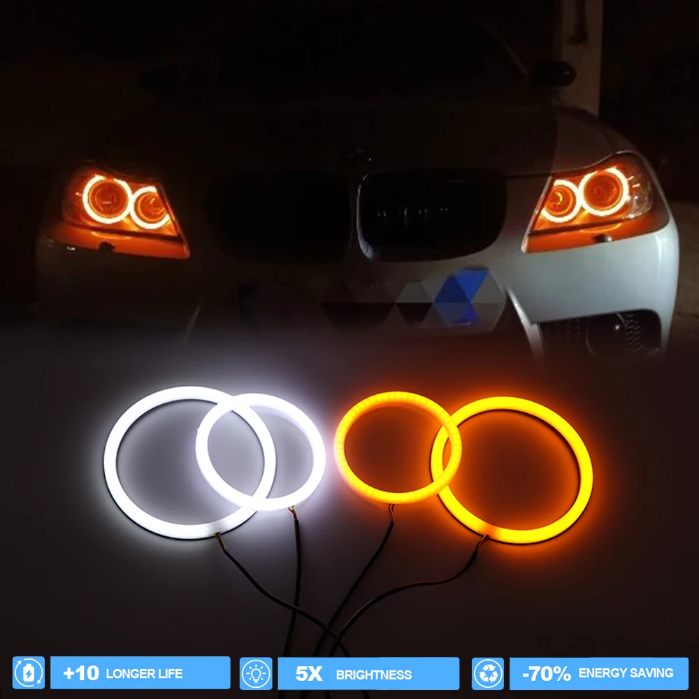 

4Pcs Dual Color LED Angel Eyes Halo Ring Headlight Kit Turn Signal DRL Lamp for BMW E90 E91 E92 E93 E81 E82 E87 E88 Auto Parts